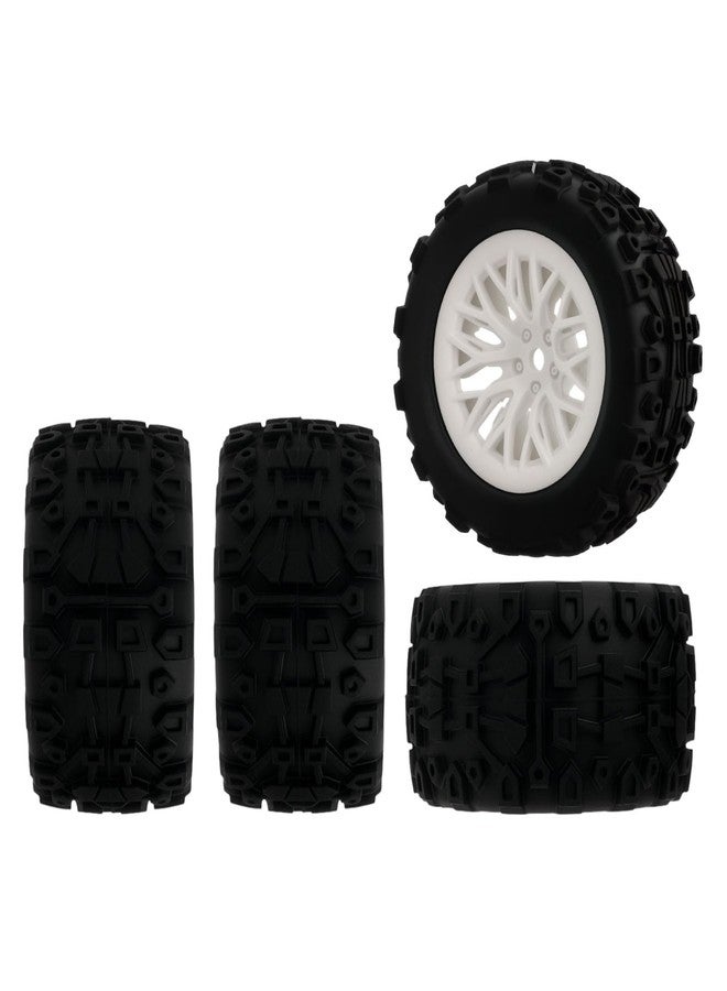 Mesimsple Pre-glued Wheel and Tires Nylon Branch Rim for Arrma 1/18 Granite Grom for 1/16 H16BM H16DR Series Upgrade Parts White - Image 1